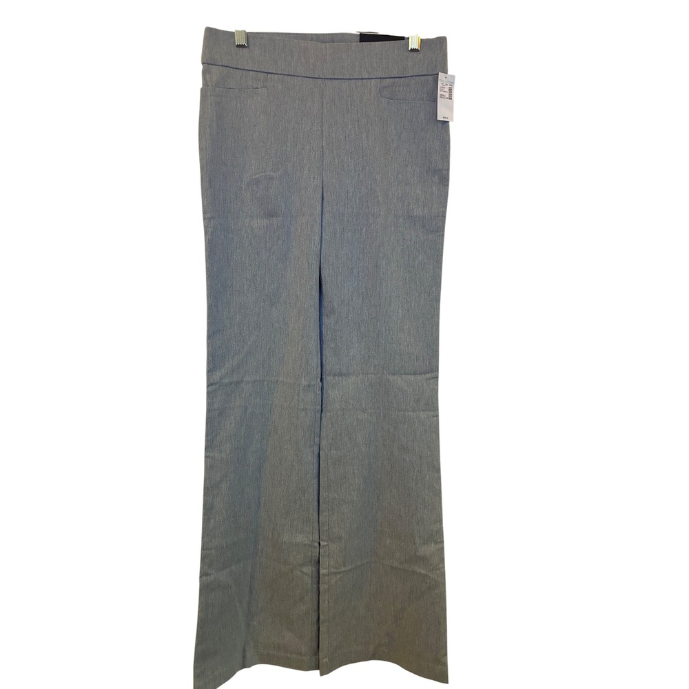 Maurices Flare Bengaline Dress Pants Gray High Rise Pull On Stretch Small Reg